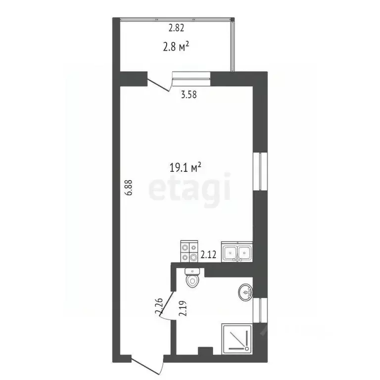 Студия Краснодарский край, Анапа ул. Верхняя Дорога, 29 (25.8 м) - Фото 2