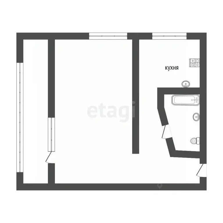 1-к кв. Воронежская область, Воронеж ул. Героев Сибиряков, 38 (31.3 м) - Фото 2
