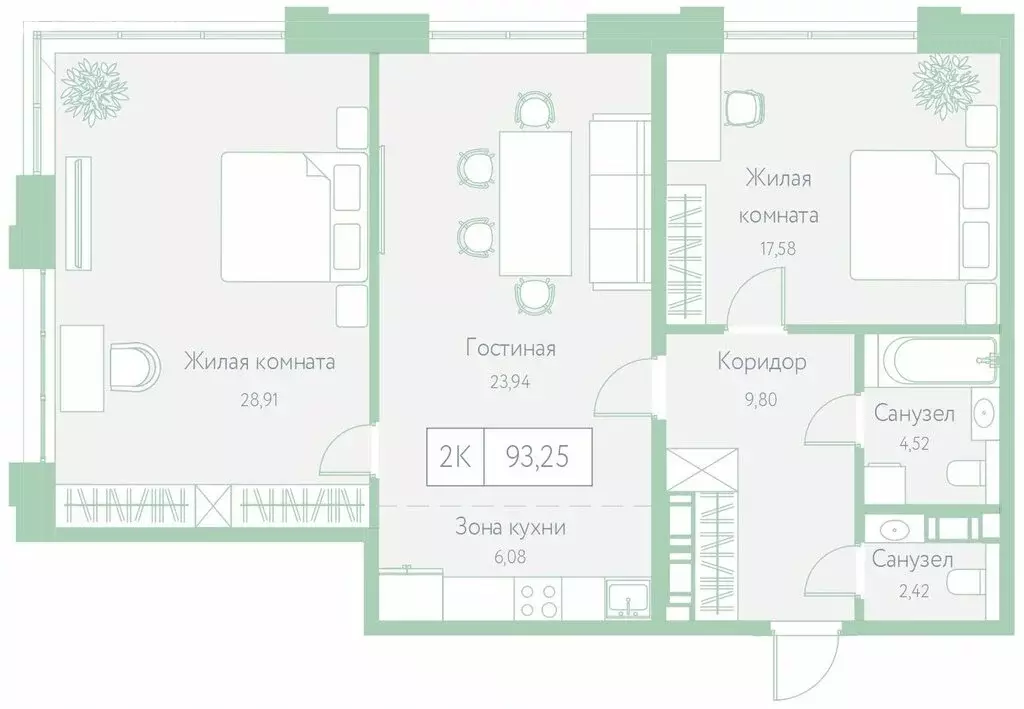 2-комнатная квартира: Хабаровск, Доступный переулок, 14 (93.25 м) - Фото 0