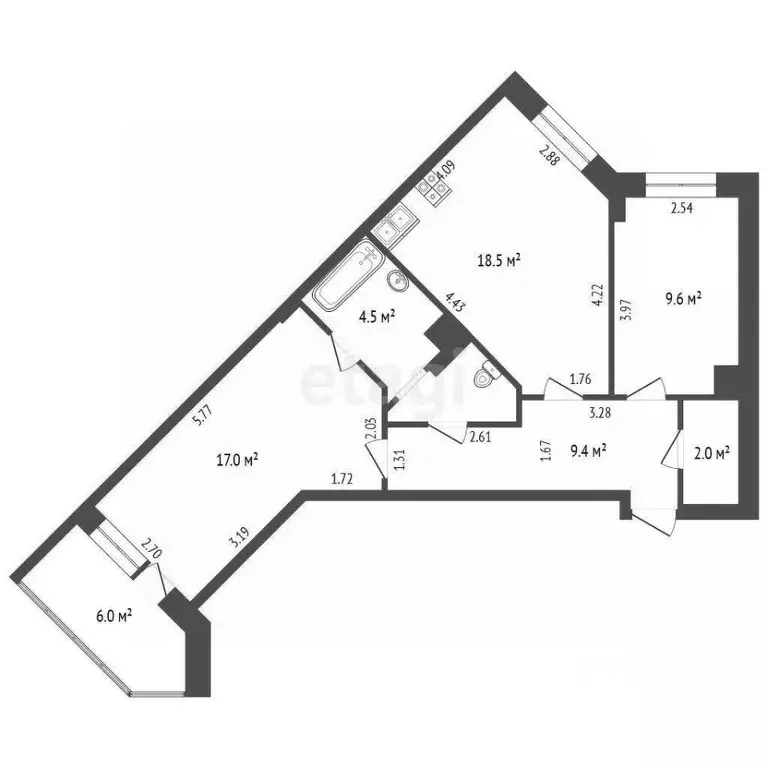 2-к кв. Ханты-Мансийский АО, Ханты-Мансийск Южный мкр, ул. Ямская, 14 ... - Фото 2