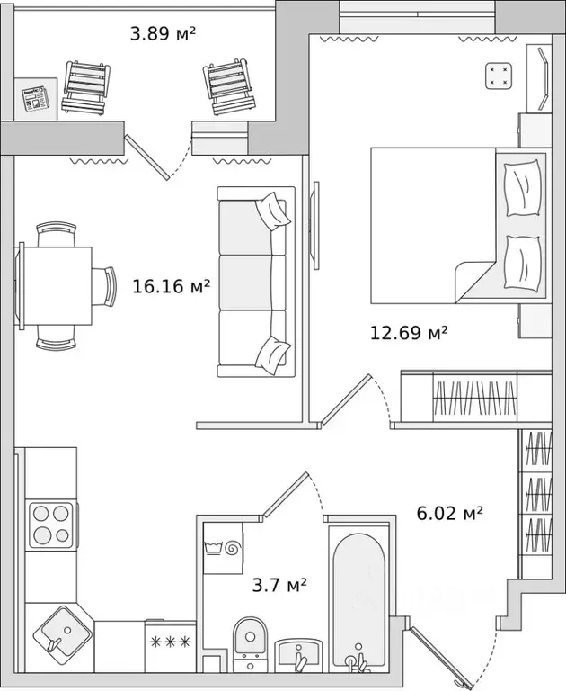 1-к кв. Санкт-Петербург ул. Плесецкая, 24 (42.46 м) - Фото 1