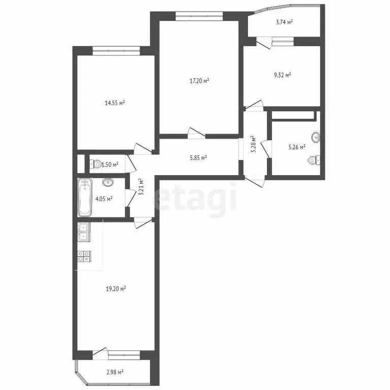3-комнатная квартира: Тюмень, улица Валентины Трофимовой, 13 (83.4 м) - Фото 1