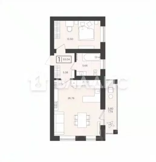 1-к кв. Калининградская область, Пионерский Октябрьская ул., 10 (53.3 ... - Фото 2