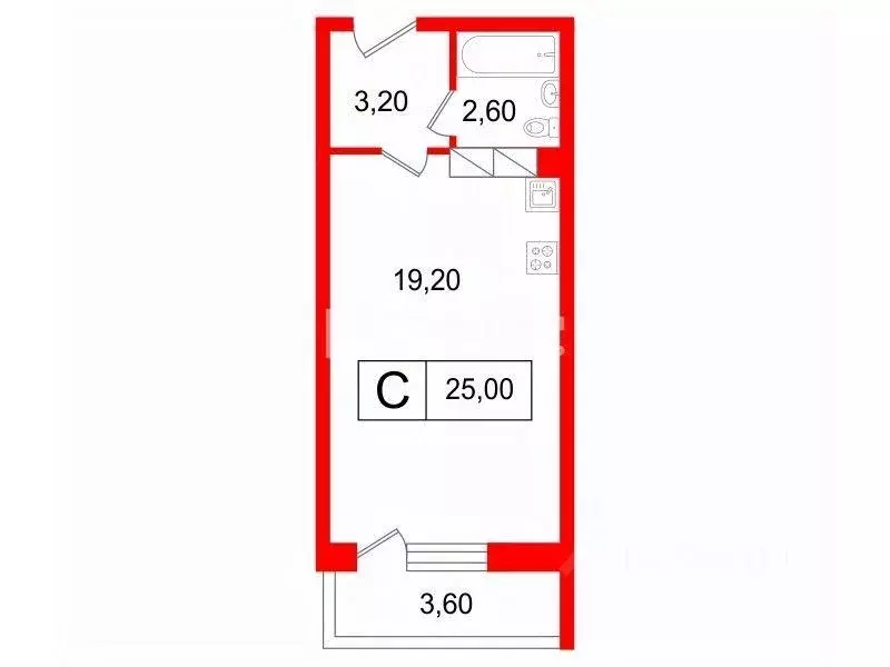 Квартира, студия, 25 м - Фото 1