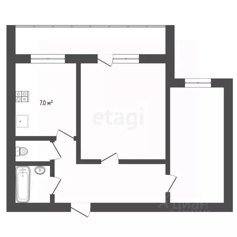 2-к кв. Тюменская область, Тюмень Комбинатская ул., 63 (44.7 м) - Фото 1