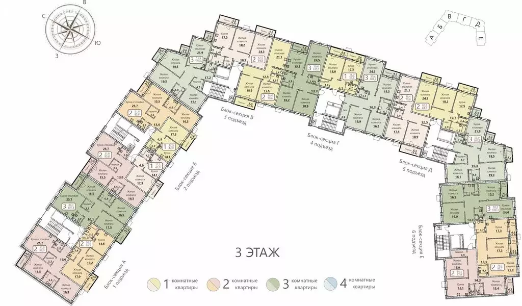 3-комнатная квартира: Чебоксары, квартал Старый город (108.2 м) - Фото 1