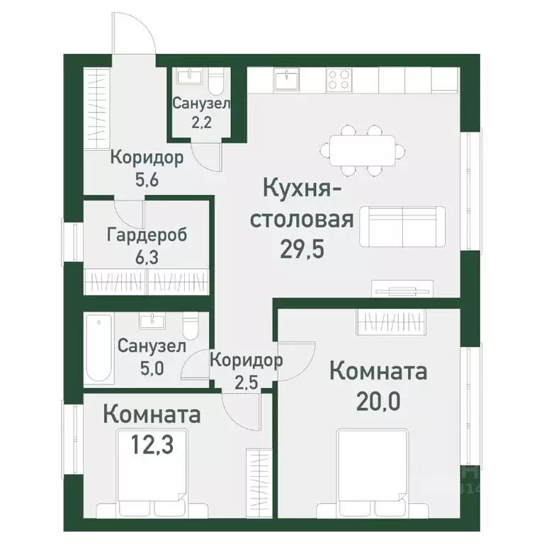 2-к кв. Челябинская область, Челябинский городской округ, пос. ... - Фото 0