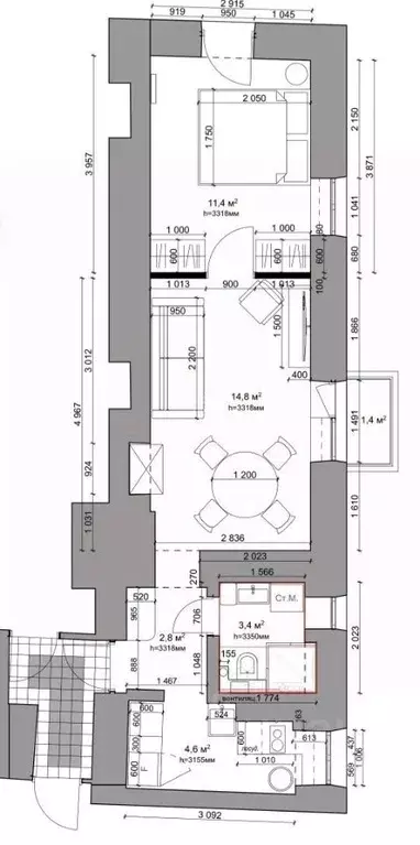 2-к кв. Севастополь ул. Ленина, 70 (39.2 м) - Фото 2