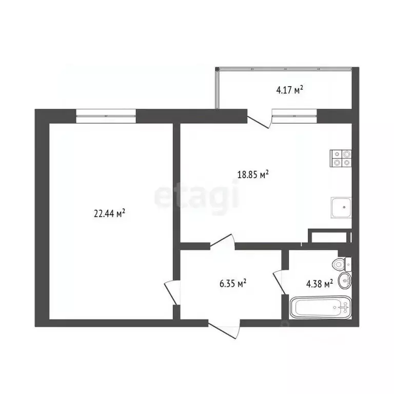 1-к кв. Тюменская область, Тюмень ул. Дмитрия Менделеева, 2к2 (51.3 м) - Фото 2