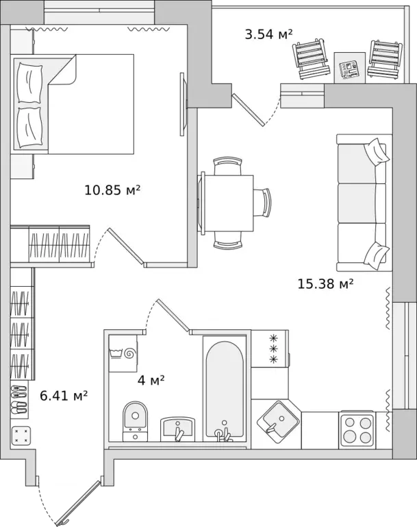 1-к квартира, 36.5 м - Фото 0