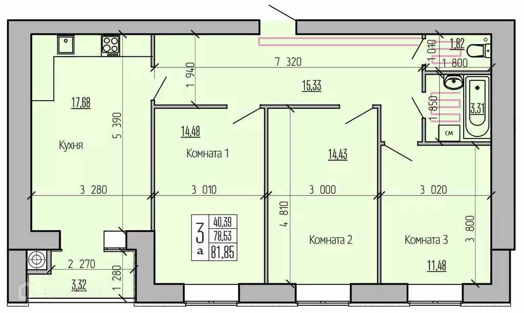 Продаётся 3-к квартира, 81.85 м - Фото 1