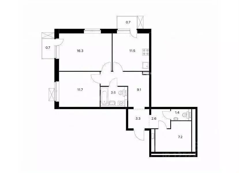 2-к кв. Москва ул. Большое Понизовье, 1 (66.7 м) - Фото 2