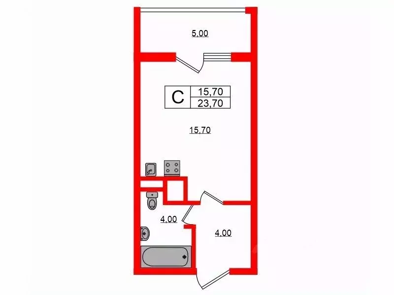 студия санкт-петербург бул. александра грина, 3 (23.7 м) - Фото 1