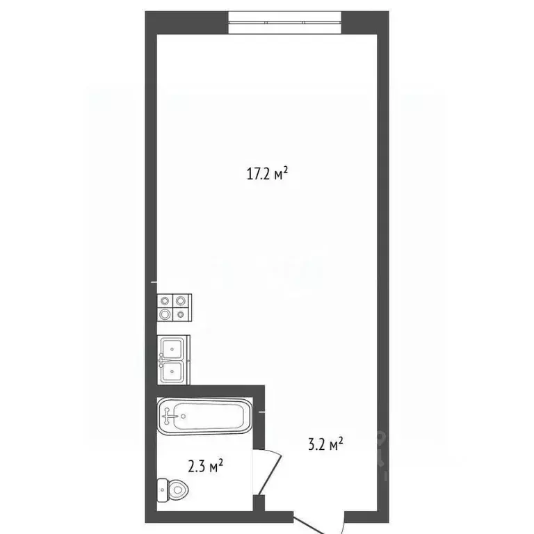 Студия Кемеровская область, Кемерово Ленинградский просп., 18 (22.6 м) - Фото 2
