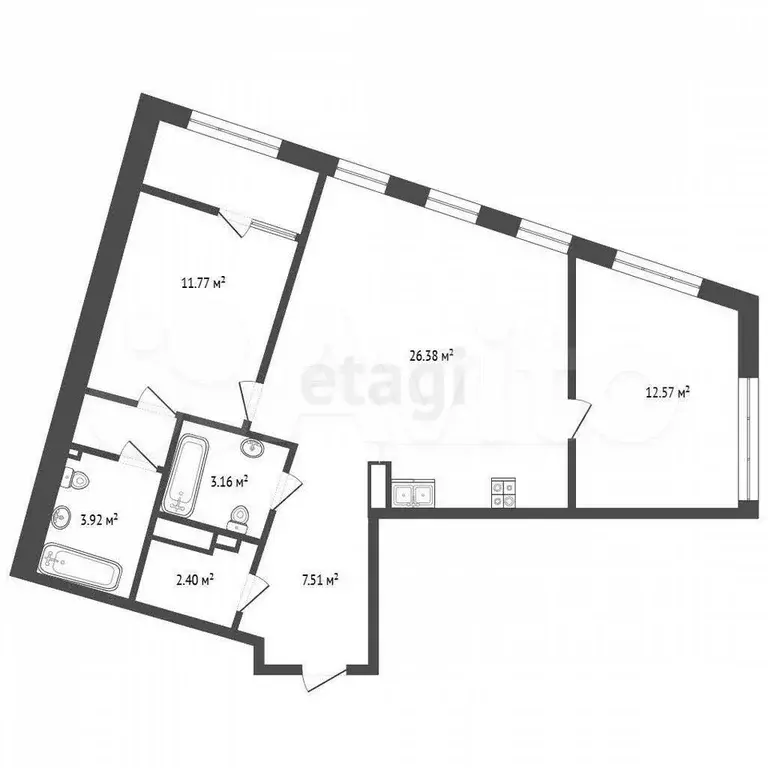 2-к. квартира, 71 м, 4/10 эт. - Фото 0