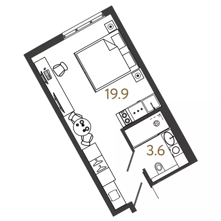 Студия Санкт-Петербург Ташкентская ул., 6к2 (23.5 м) - Фото 0