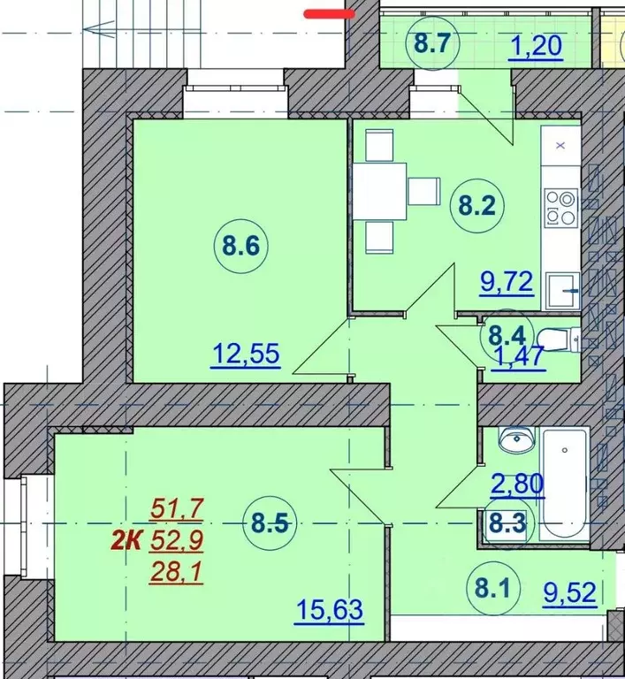 2-к кв. Тамбовская область, Тамбовский муниципальный округ, д. Крутые ... - Фото 2