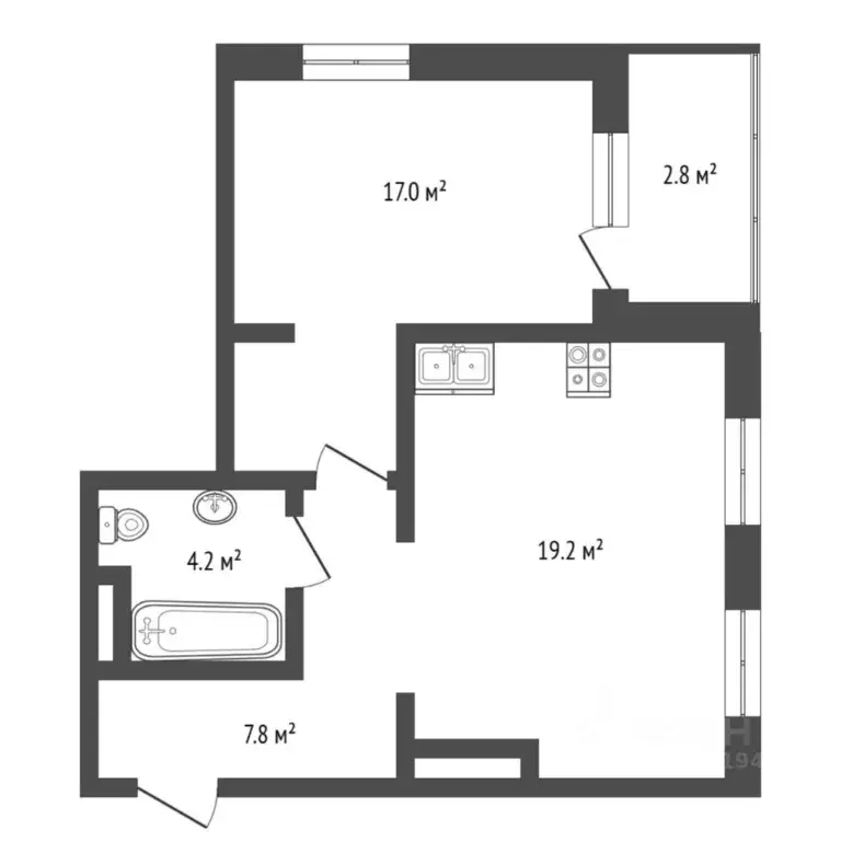 1-к кв. Тюменская область, Тюмень Велижанская ул., 68 (48.5 м) - Фото 2