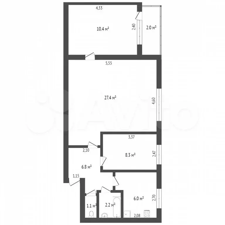 3-к. квартира, 60,4 м, 5/5 эт. - Фото 0