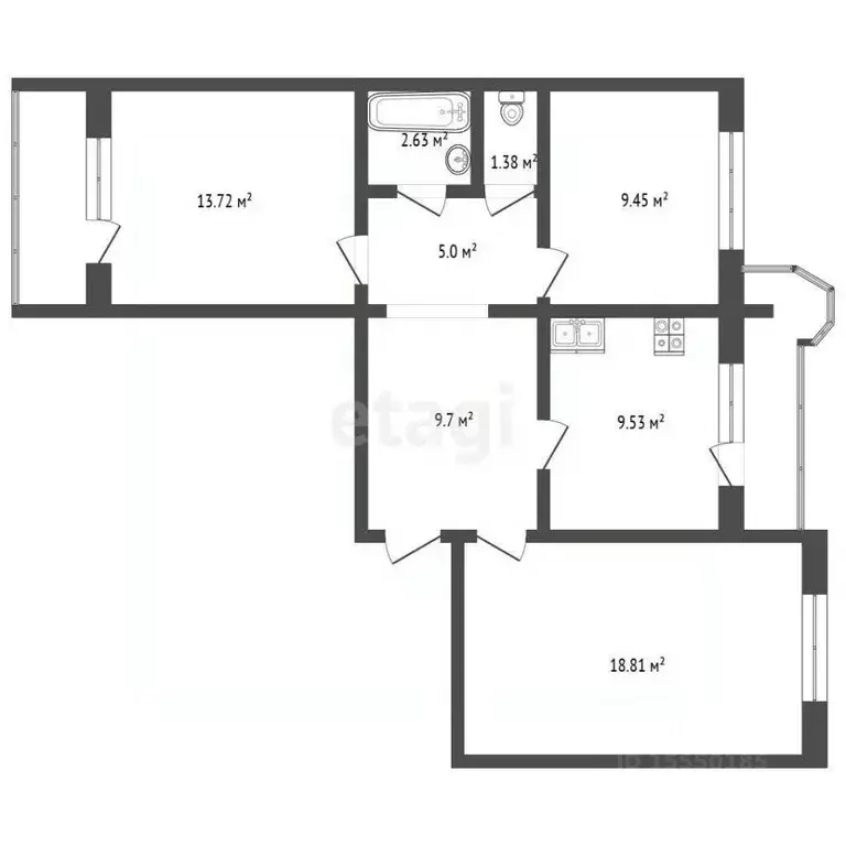 3-к кв. Самарская область, Самара Владимирская ул., 43а (74.1 м) - Фото 1
