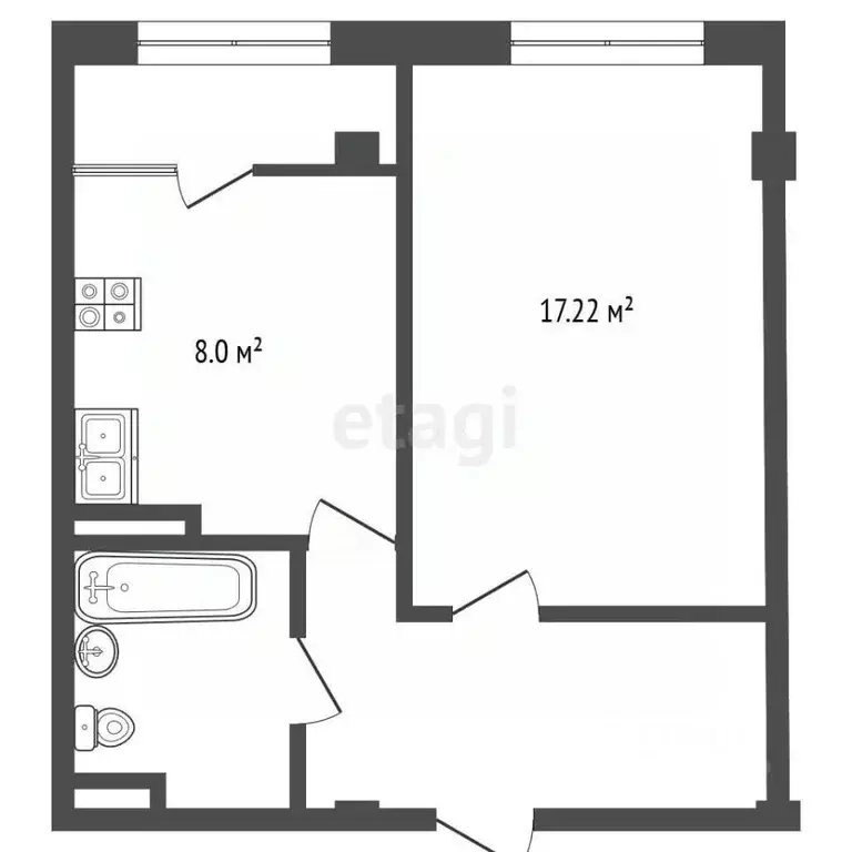 1-к кв. Хабаровский край, Хабаровск ул. Тимощука, 3 (24.1 м) - Фото 2
