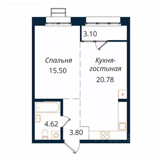 1-к кв. Иркутская область, Иркутск Байкальская ул., 246Б (47.8 м) - Фото 1