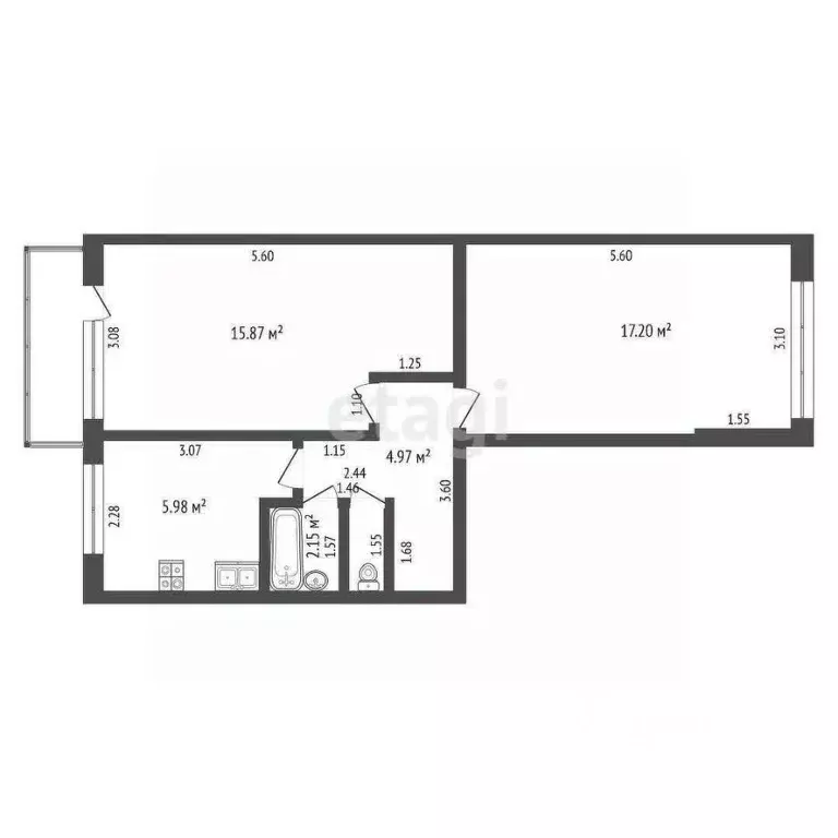 2-к кв. Белгородская область, Шебекино Парковая ул., 8 (47.7 м) - Фото 1