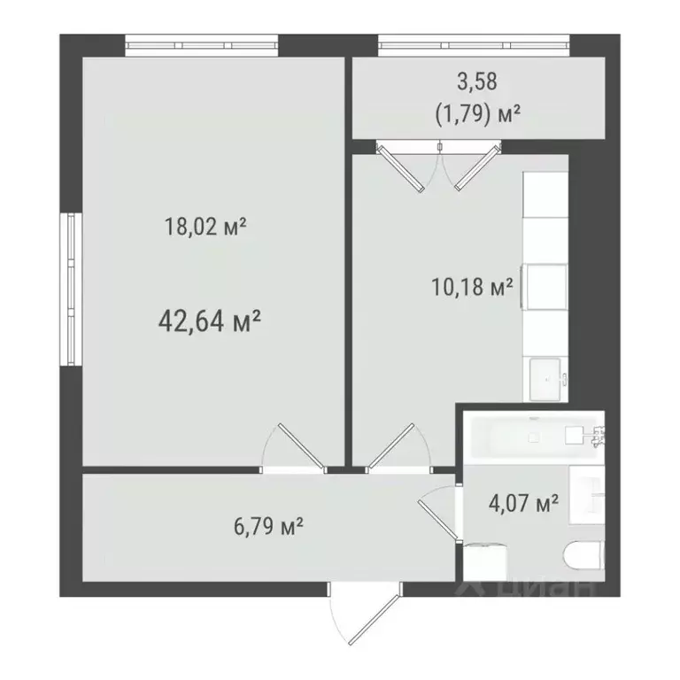 1-к кв. Сахалинская область, Южно-Сахалинск Хомутово п/р,  (40.85 м) - Фото 0