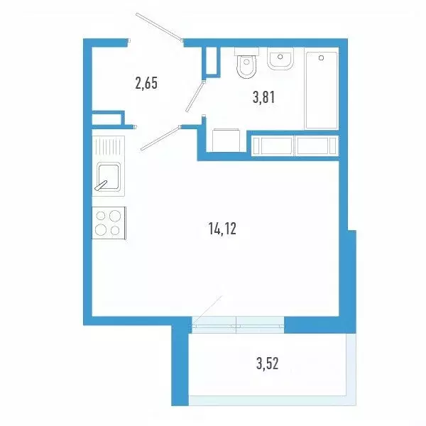Студия Санкт-Петербург пос. Шушары,  (22.34 м) - Фото 0