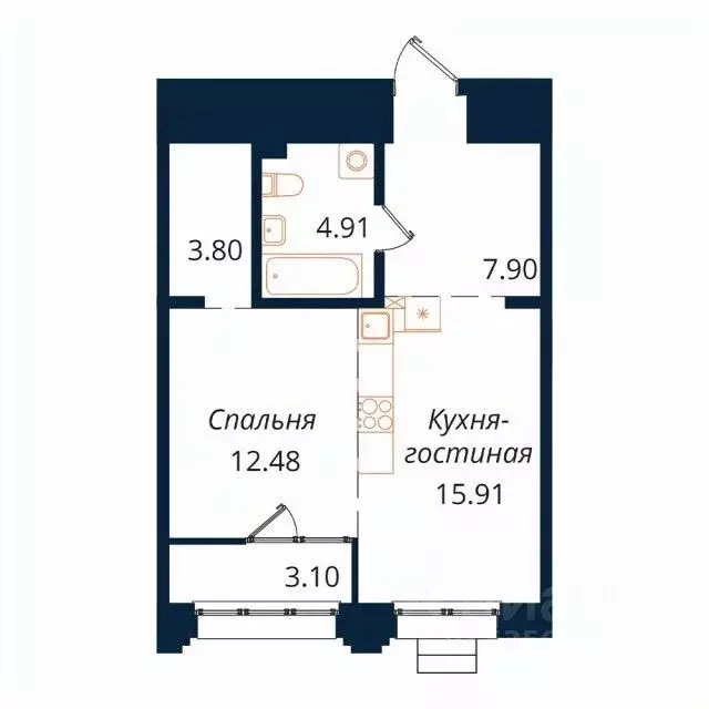 1-к кв. Иркутская область, Иркутск Байкальская ул., 246Б (48.1 м) - Фото 0