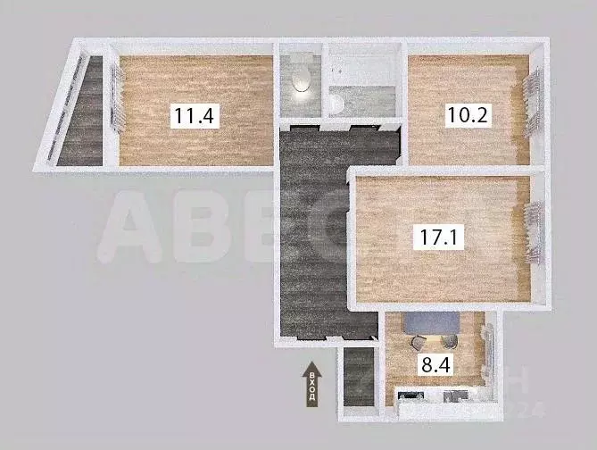 3-к кв. Омская область, Омск ул. 70 лет Октября, 14/2 (63.0 м) - Фото 2