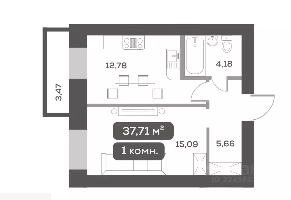 1-к кв. Красноярский край, Красноярск ул. Петра Подзолкова (37.7 м) - Фото 1