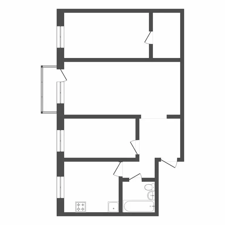 3-комнатная квартира: Тюмень, Рижская улица, 63 (56.8 м) - Фото 1