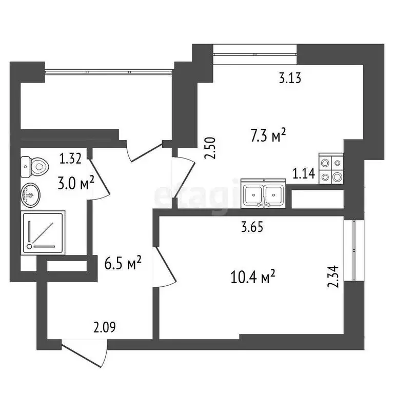 1-комнатная квартира: Тобольск, 15-й микрорайон, 16 (27.3 м) - Фото 0