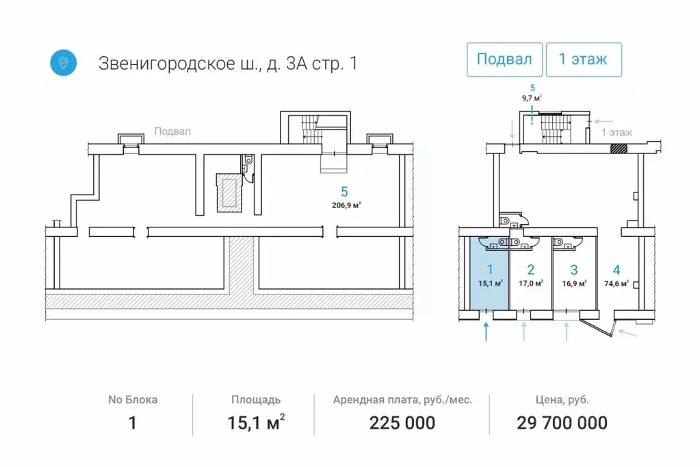 Торговая площадь в Москва Звенигородское ш., 3АС1 (15 м) - Фото 1