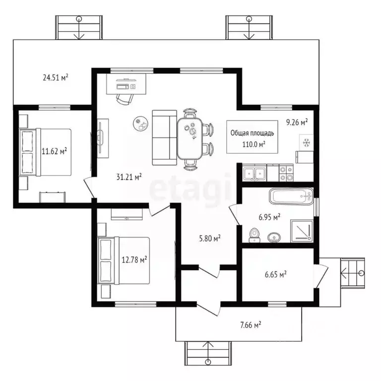Дом в Новосибирская область, Ордынский район, Порт Пичуги кп ул. ... - Фото 2