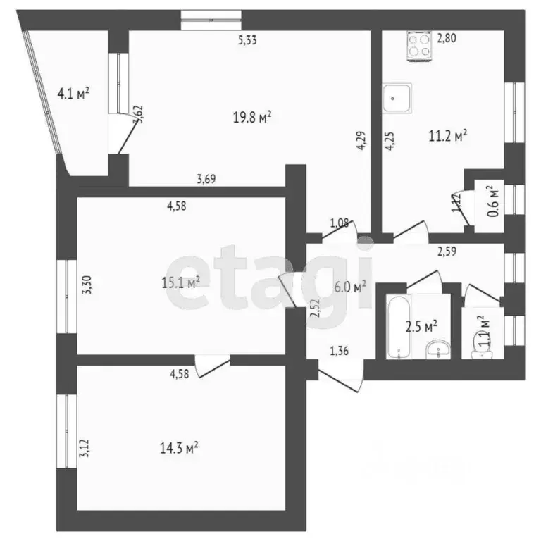 3-к кв. Санкт-Петербург Тракторная ул., 7 (76.0 м) - Фото 2