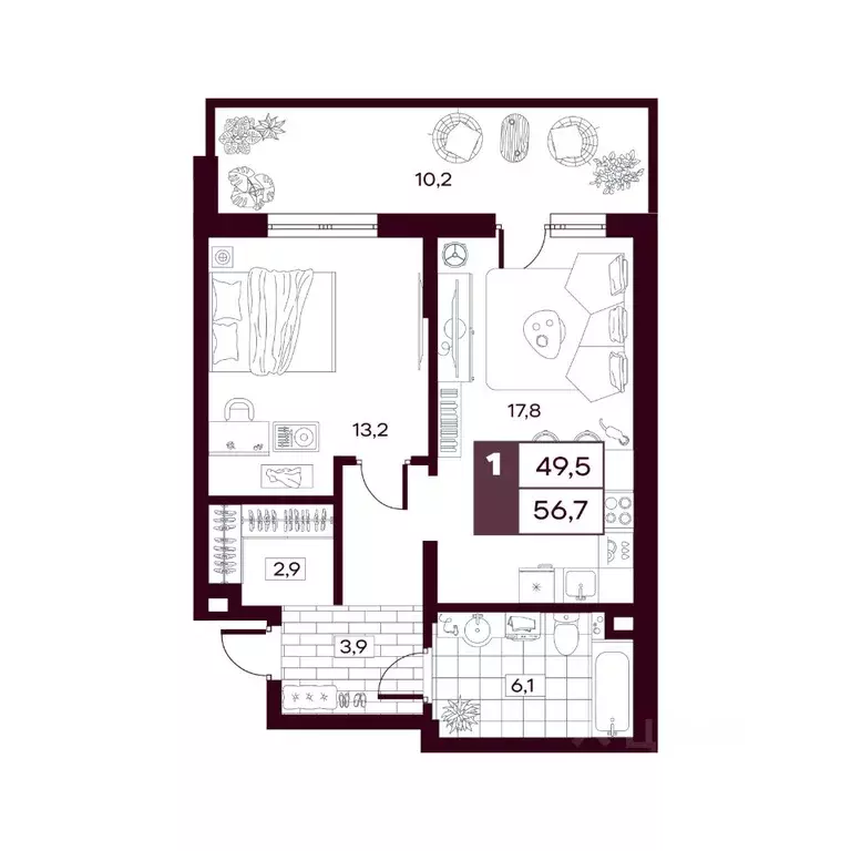 1-к кв. Тюменская область, Тюменский муниципальный округ, д. Дударева ... - Фото 1
