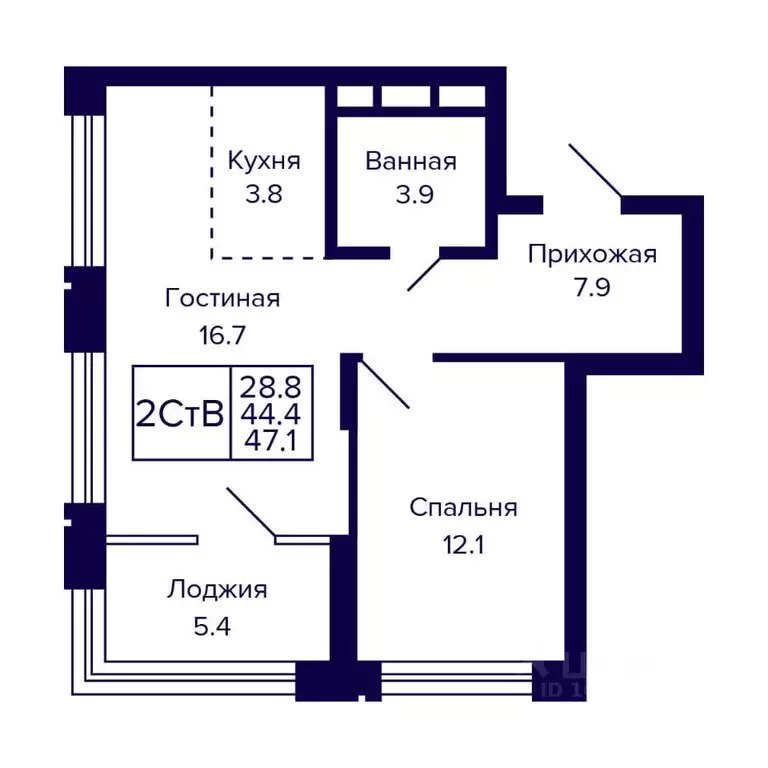 2-к кв. Новосибирская область, Новосибирск ул. Грибоедова (47.1 м) - Фото 0