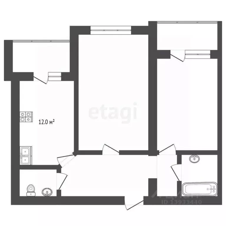 2-к кв. Тюменская область, Тюмень ул. Пермякова, 78к4 (66.3 м) - Фото 1