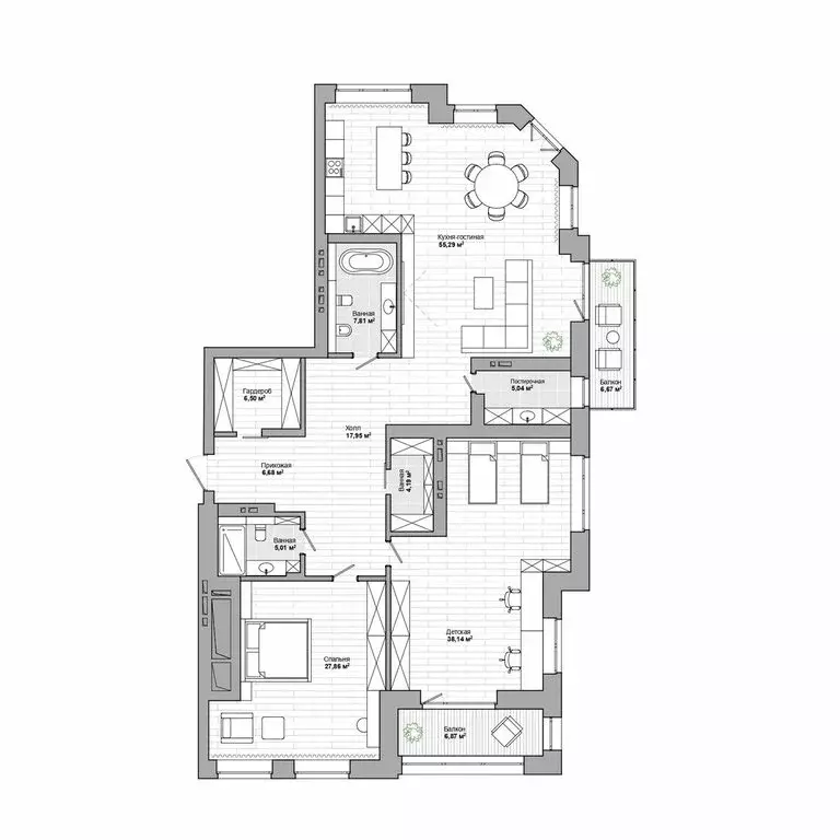 3-комнатная квартира: Новосибирск, улица Сеченова, 13 (186.6 м) - Фото 1