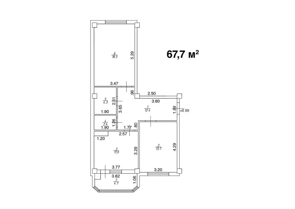 2-комнатная квартира: Ессентуки, улица Шмидта, 80/2с (67.7 м) - Фото 1