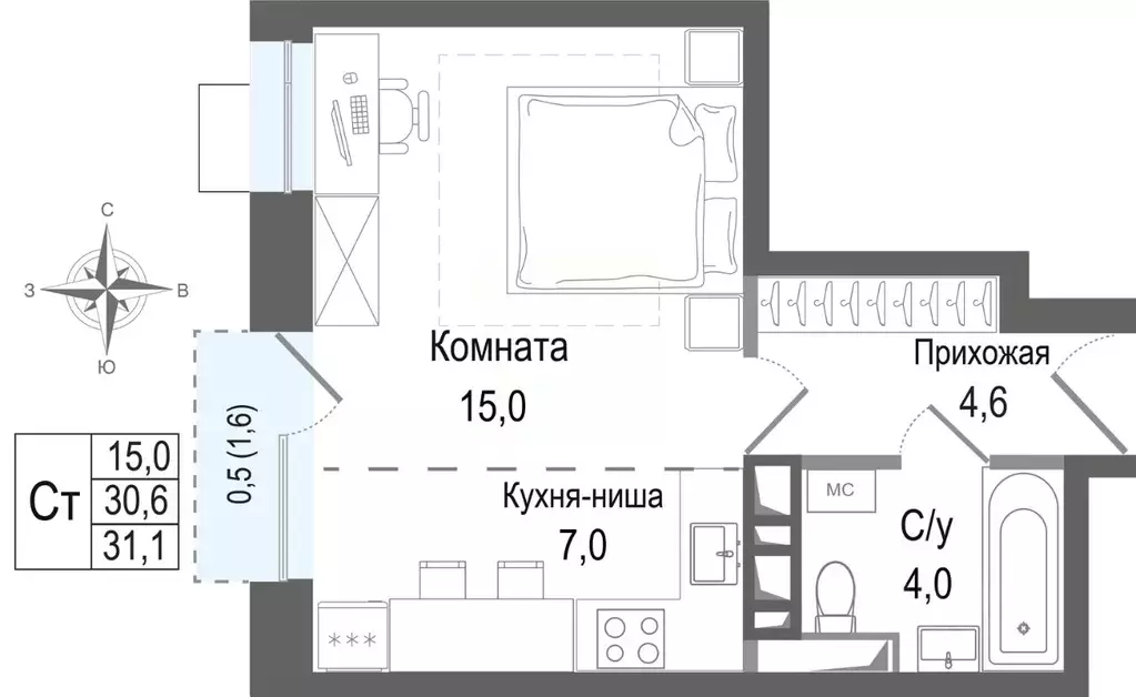 Студия Московская область, Королев Первомайский мкр, Киноквартал жилой ... - Фото 1