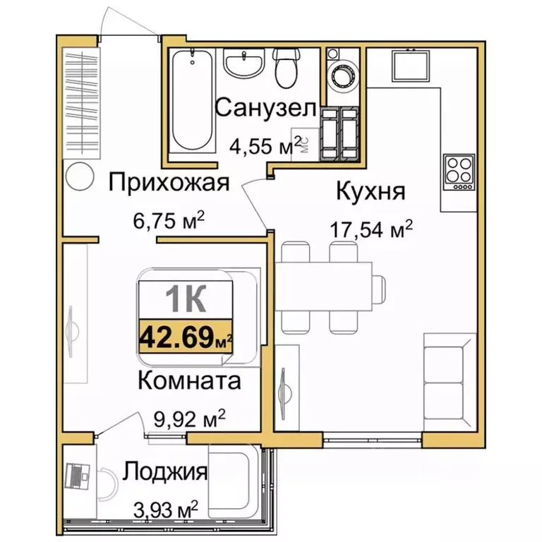1-к кв. Крым, Симферополь ул. Батурина (40.73 м) - Фото 1