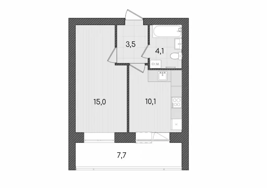 1-комнатная квартира: Киров, улица Капитана Дорофеева, 22 (40.4 м) - Фото 1