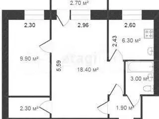 2-к. квартира, 41,8 м, 5/5 эт. - Фото 0