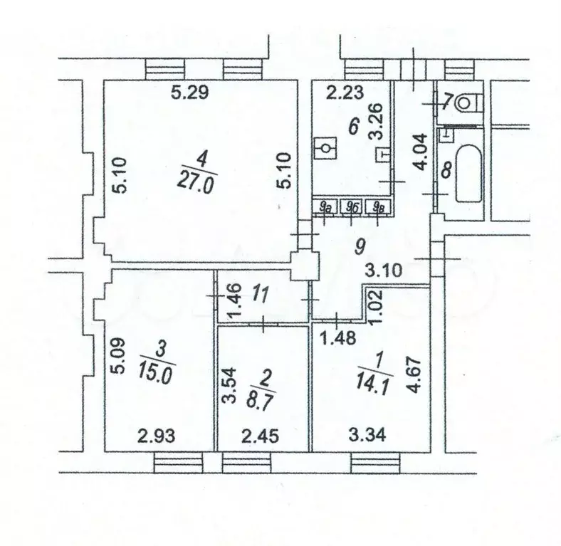 4-к. квартира, 92 м, 3/5 эт. - Фото 0