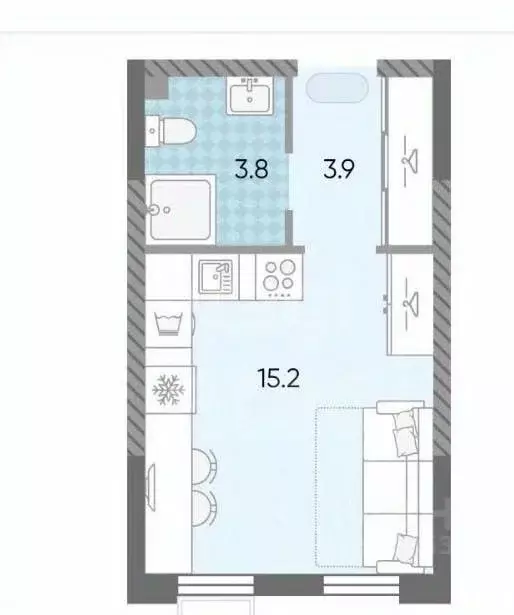 Студия Москва Производственная ул., 21к4с1 (22.0 м) - Фото 2