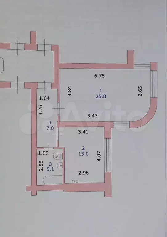 1-к. квартира, 51 м, 1/3 эт. - Фото 0
