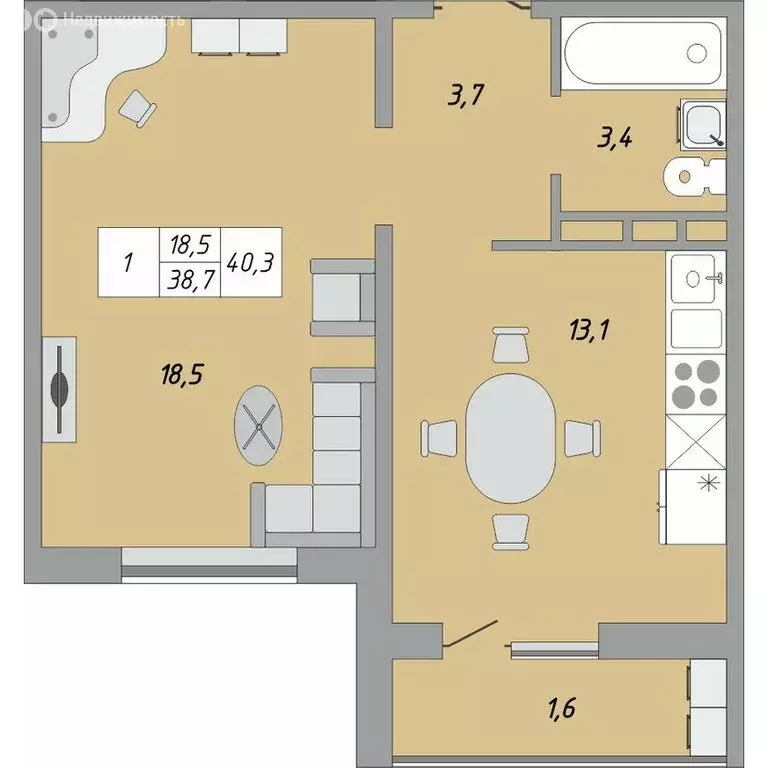 1-комнатная квартира: Оренбург, улица Юркина, 2 (42 м) - Фото 0